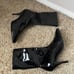 Stuart Weitzman Boots Womens Size 10 Black Slaine 80 Stretch Vinyl Sock Calf