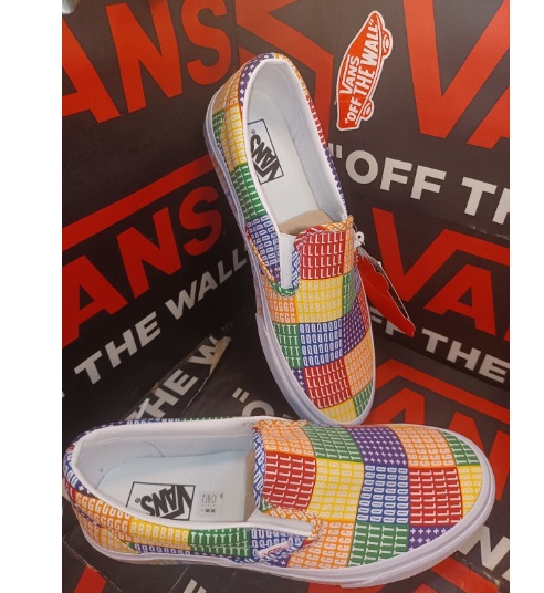 Vans Men's 6.5/Women's 8 Slip On Pride Rainbow Multi/True White Shoes LGBTQ