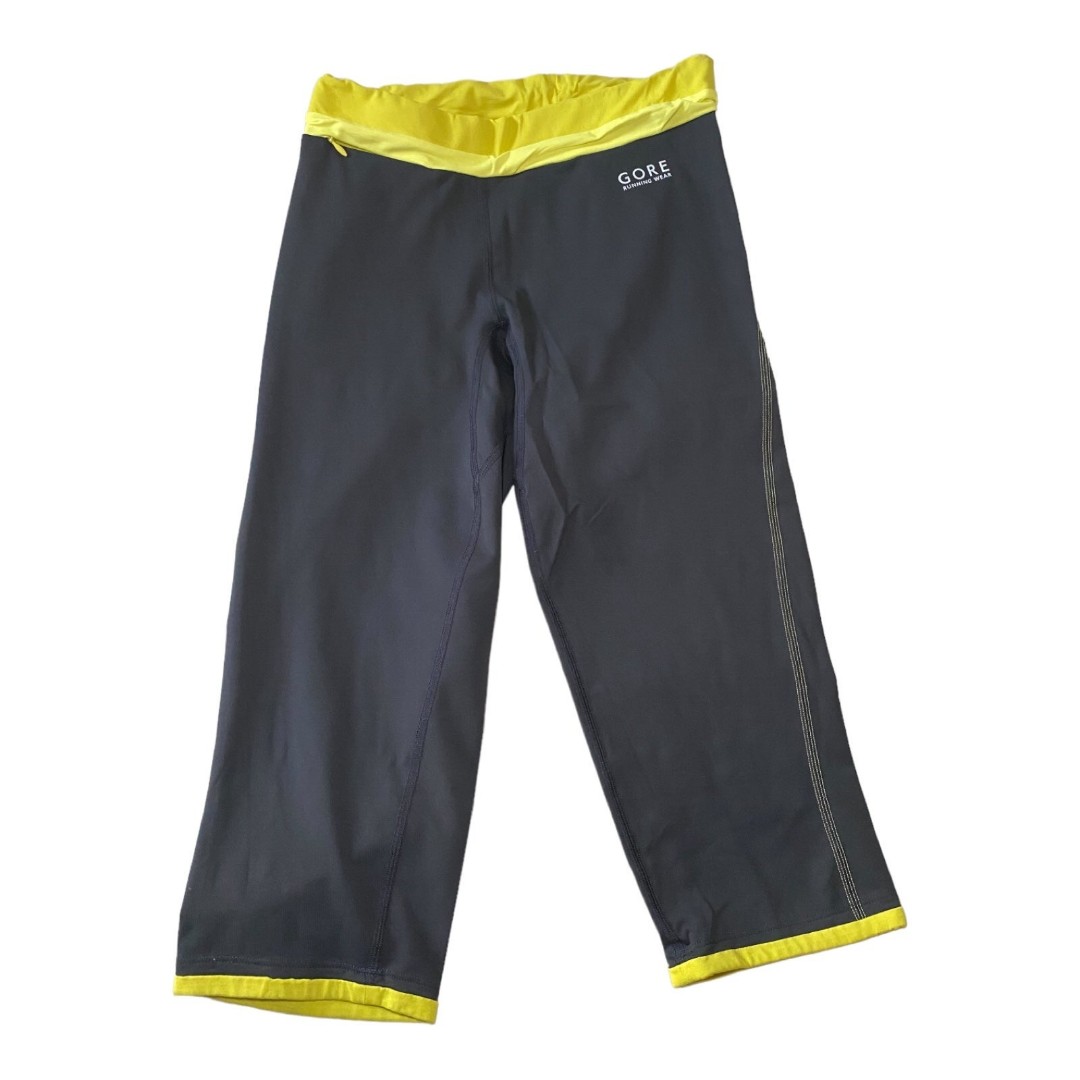 GORE Running Wear Capri Tights Dark Grey/Yellow Size Large L