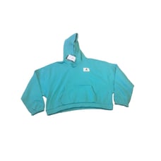 Jordan Essentials Womens Cropped Fleece Pullover Hoodie Teal Blue Size XL NEW