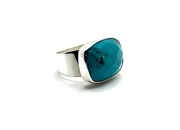 Jay King Sterling Silver Cushion Cut Azure Peaks Turquoise Ring Size 6 HSN 110