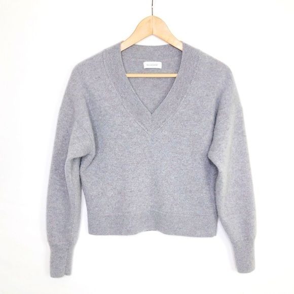 NAADAM Gray Hebard V-neck cashmere cropped sweater