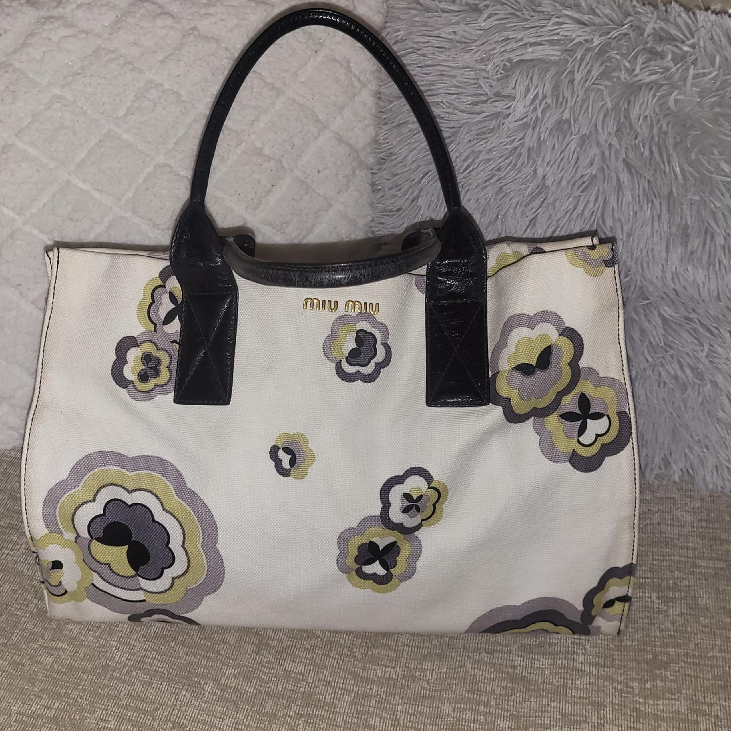 Miu Miu Flower TESSUTO STAMPAT Canvas Handbag, Shoulder Bag