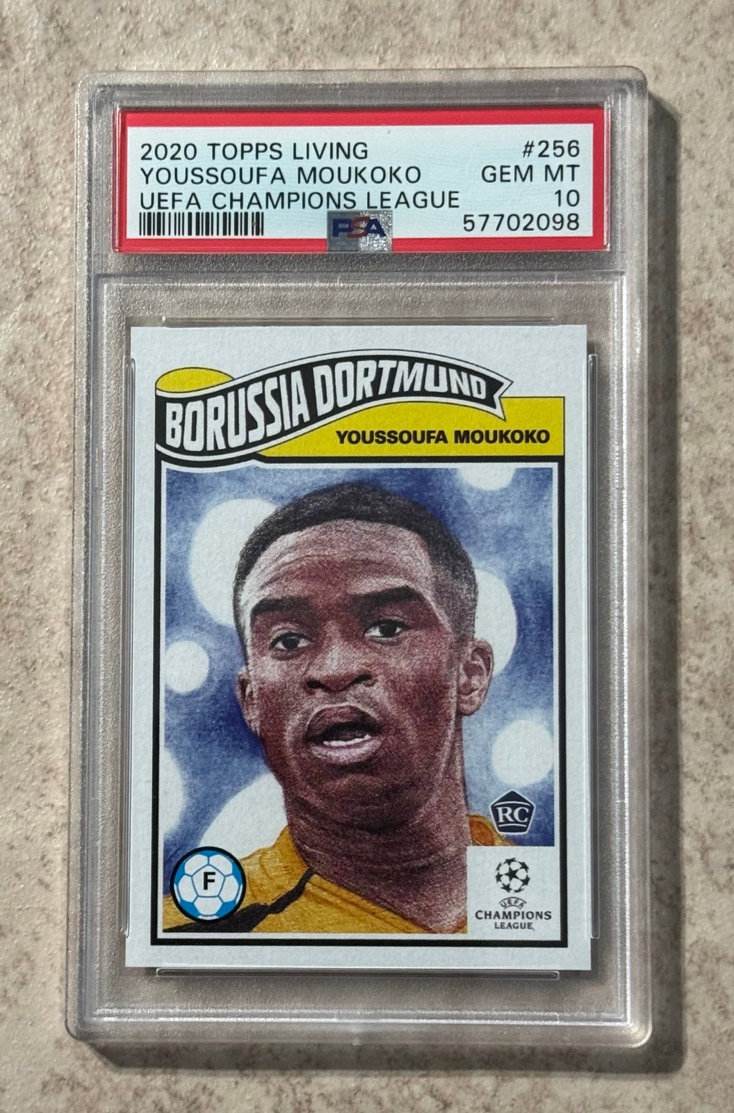 2020 Topps Living UCL Soccer Youssoufa Moukoko RC PSA 10 Gem Mint