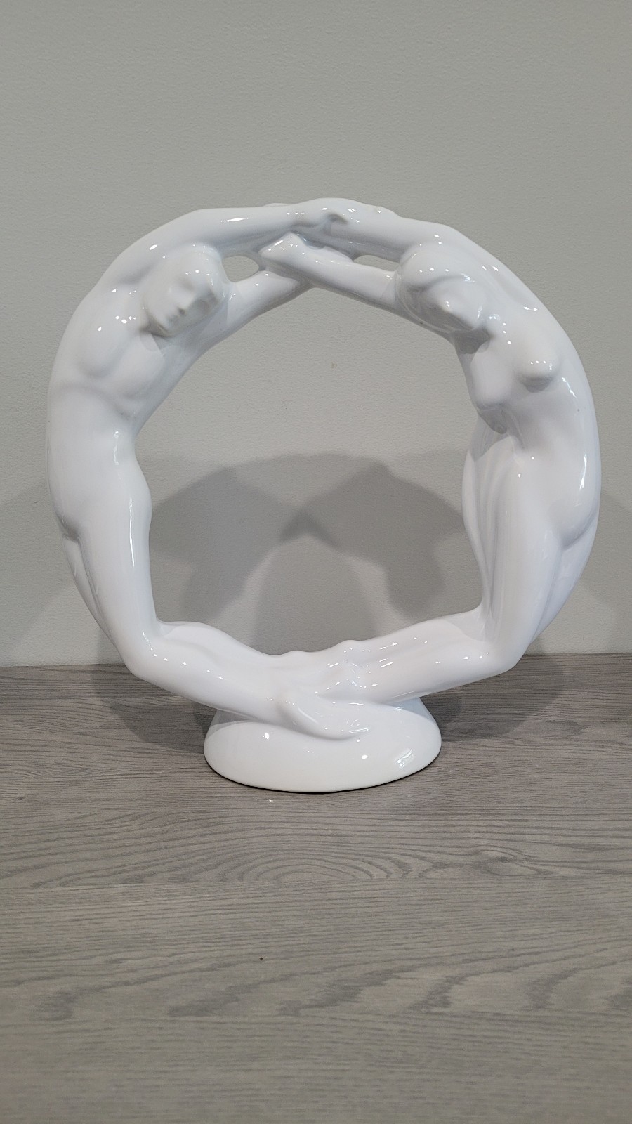 Art Deco Royal Haeger Nude Man-Woman Circle Of Love Sculpture Centerpiece 15”