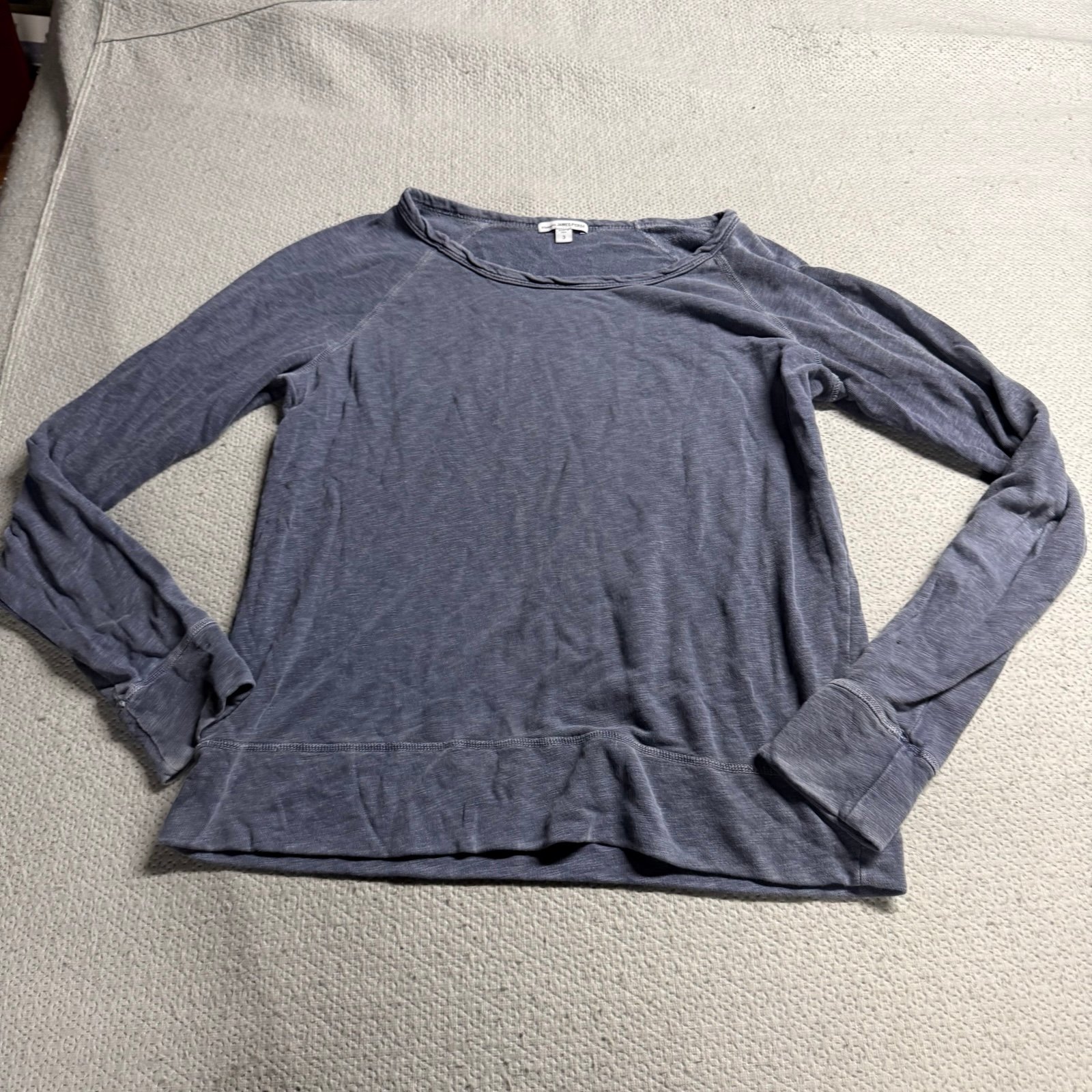 James Perse VINTAGE FRENCH TERRY SWEATSHIRT in Blue Supima Cotton Size 3 / Large