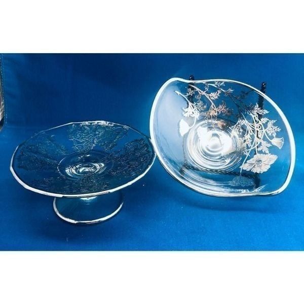 vintage silver clear glass candy