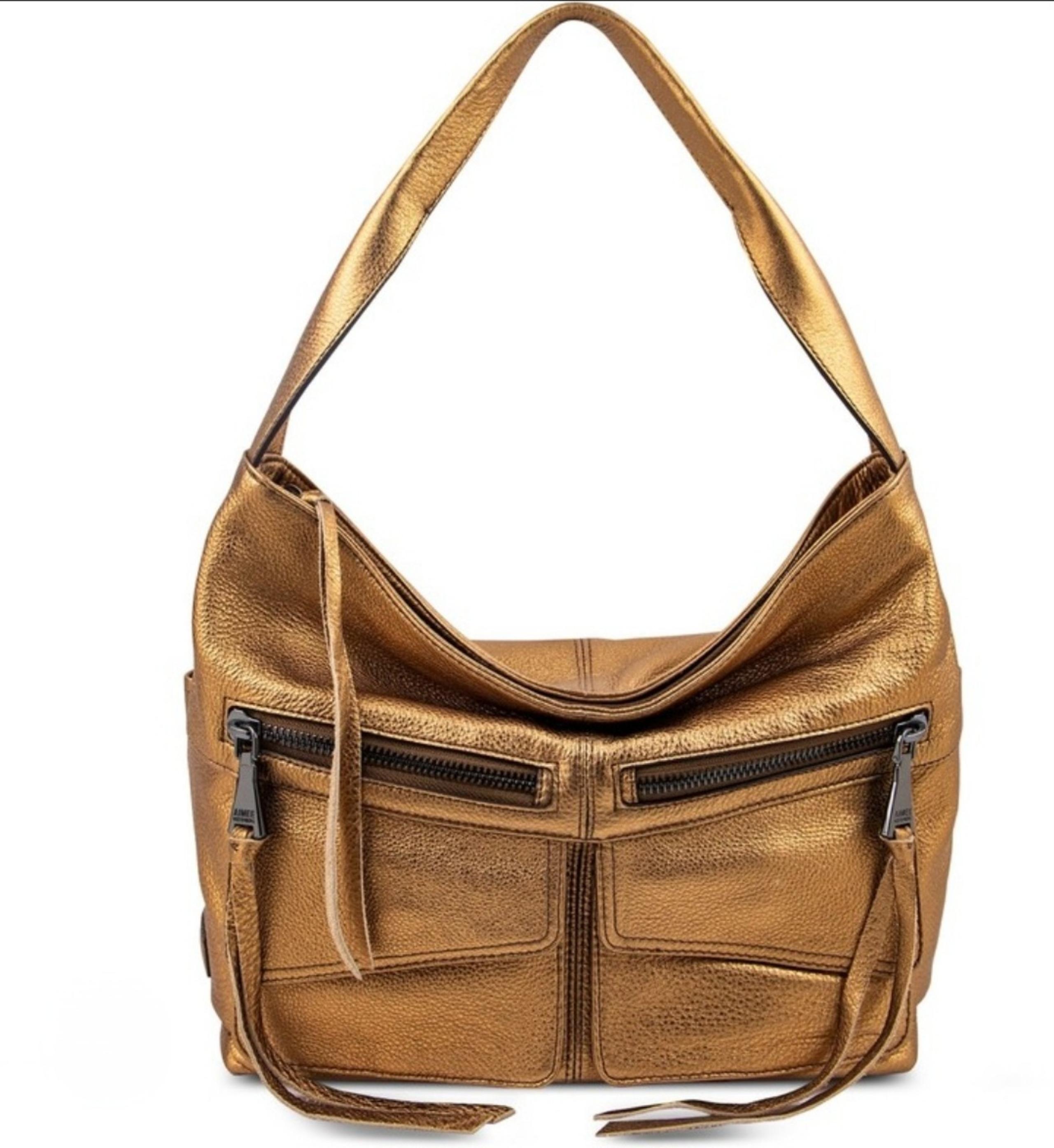 Aimee Kestenberg Road Trip Leather Satchel Purse Gold