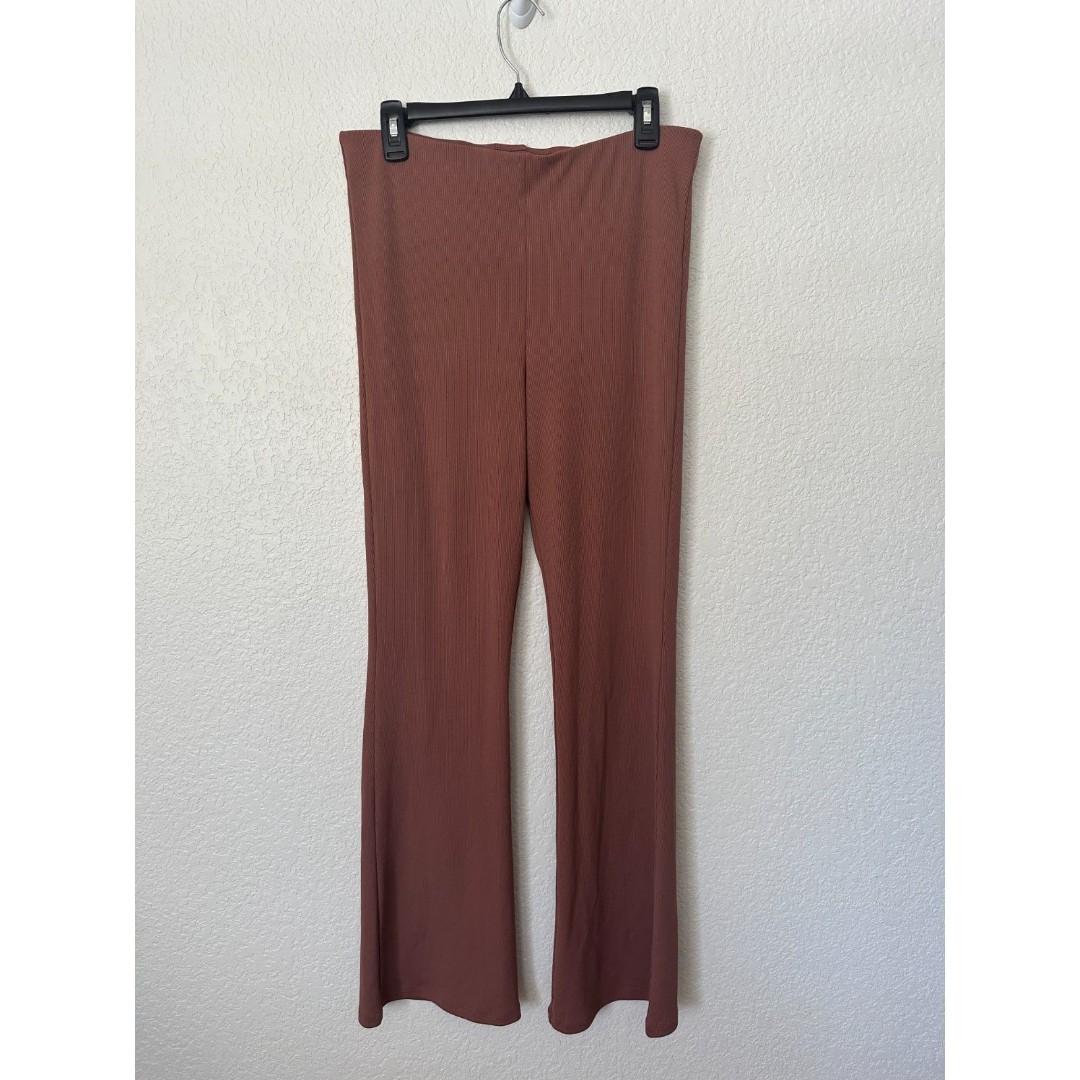 Aritzia Wilfred Dusty Rose Pink Pull On Ribbed Flare Stretchy Pants Leggings L