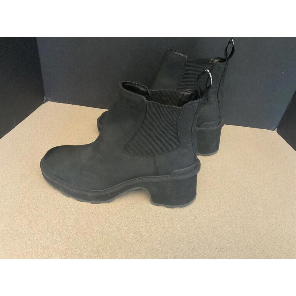New! Womens Sorel Hi-line Heel Black Sued Leather Chelsea Boots. Size 8.5. Nice!