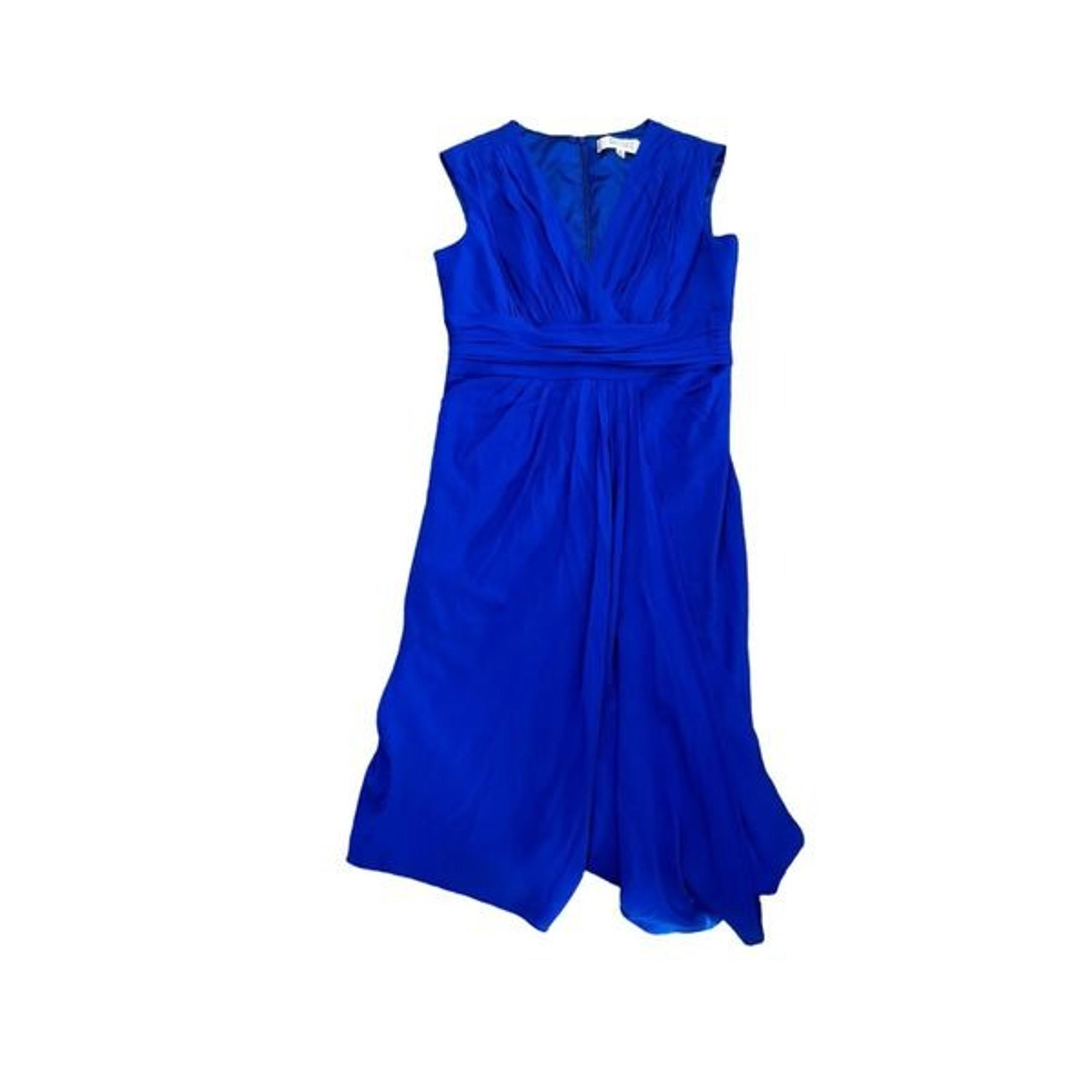 EUC Royal Blue Silk sleeveless dress summer beauty size 10 Badgley Mischka Colle