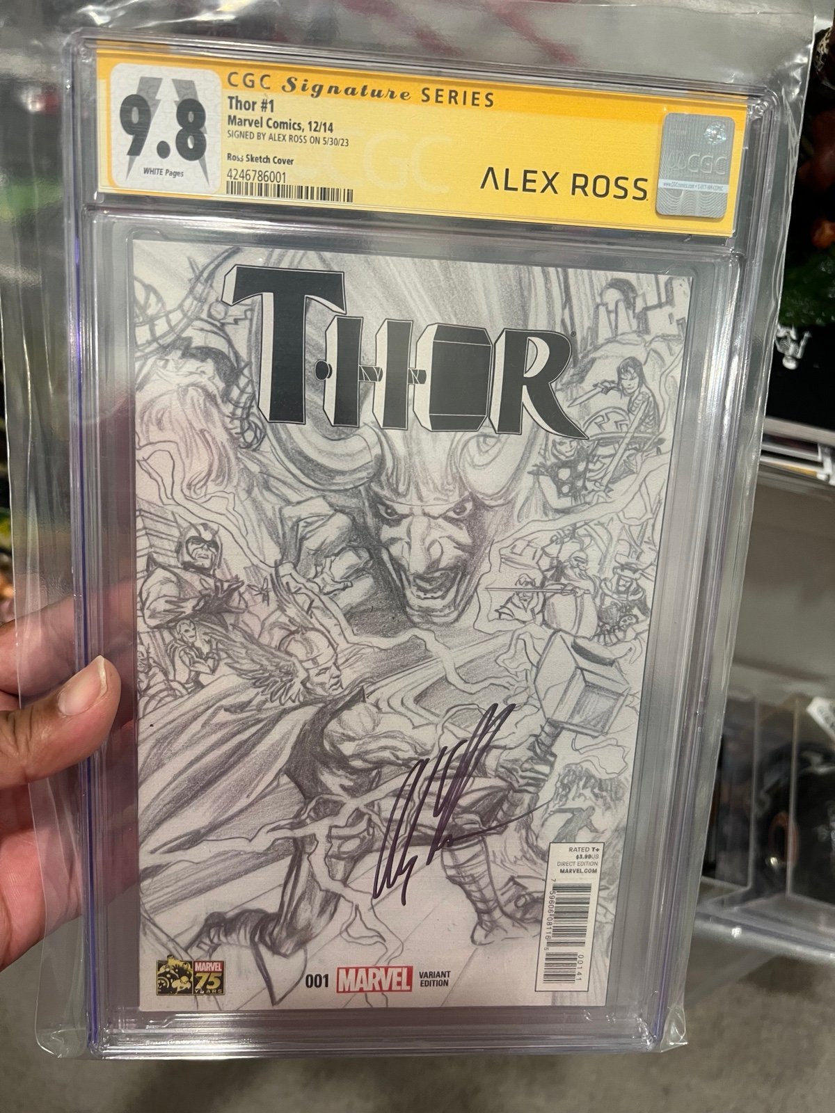 Thor #1 Alex Ross 75 Years Sketch Variant 1:300 CGC SS 9.8 Signed by Alex Ross!!