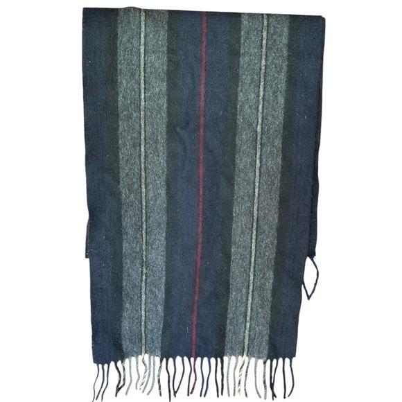 Amicale 100% Cashmere Knit Scarf Black, Gray & Red Winter Scarf with Fringe
