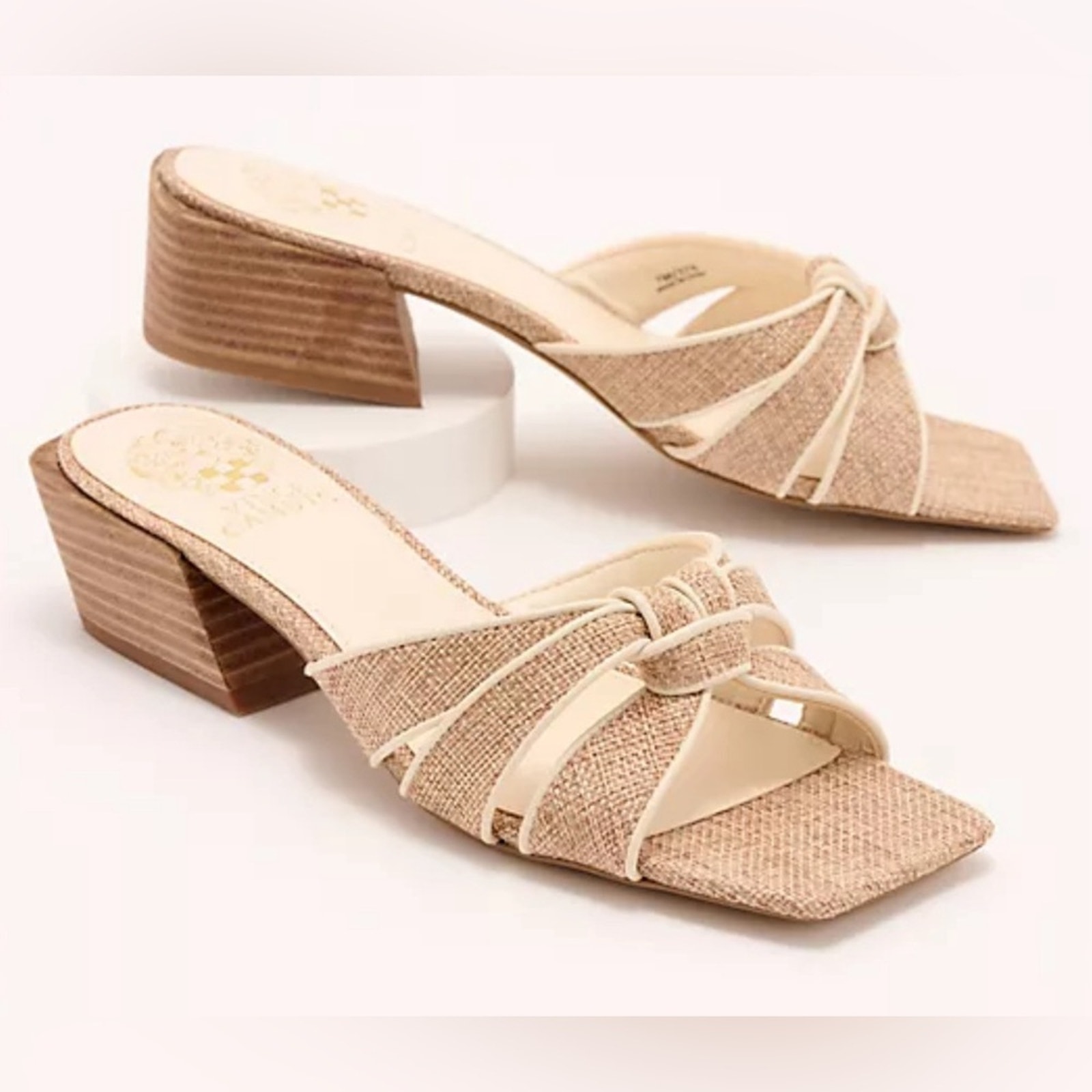 Vince Camuto Leather Heeled Mule Sandals - Selaries4 - Size 7.5