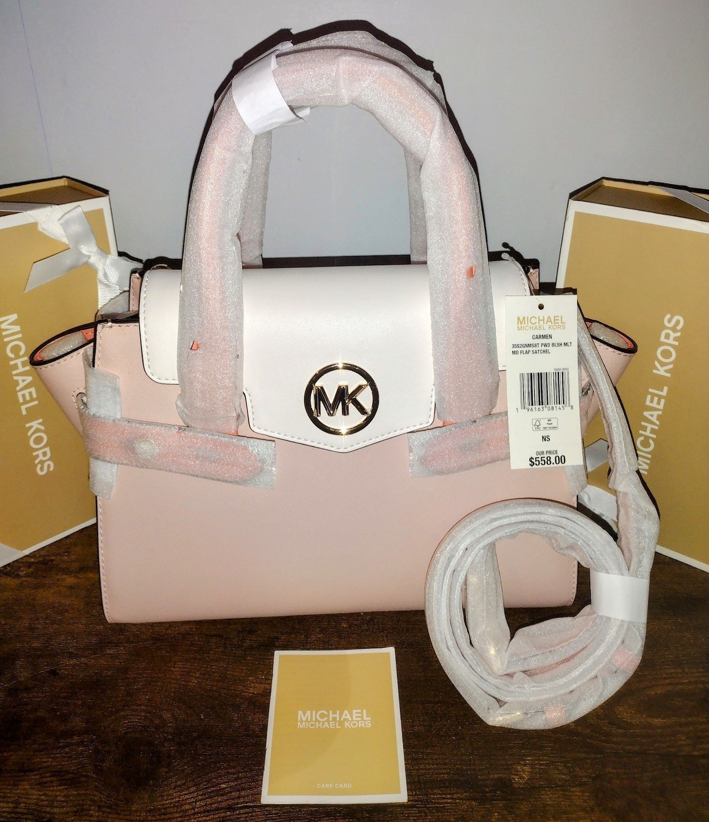 NEW Michael Kors Carmen Powder Blush Color Block Satchel