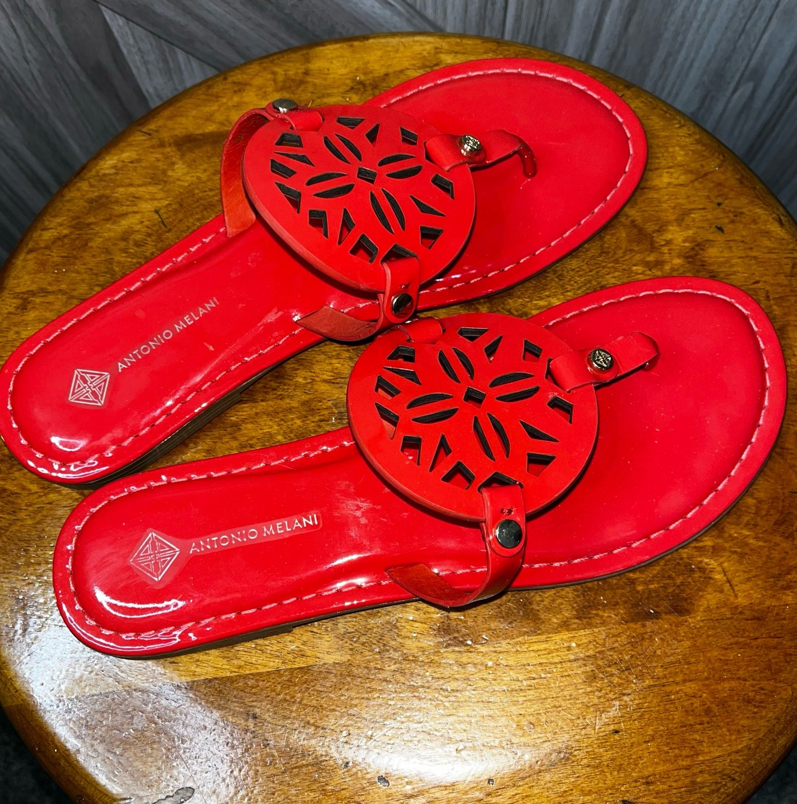 Antonio Melani Leather Slippers Sandals Lindenie Size 10 Coral