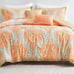 5 Piece Comforter Set - Full Orange/Taupe, Damask / PICK UP ONLY W. Orange NJ