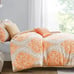 5 Piece Comforter Set - Full Orange/Taupe, Damask / PICK UP ONLY W. Orange NJ