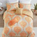 5 Piece Comforter Set - Full Orange/Taupe, Damask / PICK UP ONLY W. Orange NJ