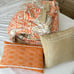 5 Piece Comforter Set - Full Orange/Taupe, Damask / PICK UP ONLY W. Orange NJ