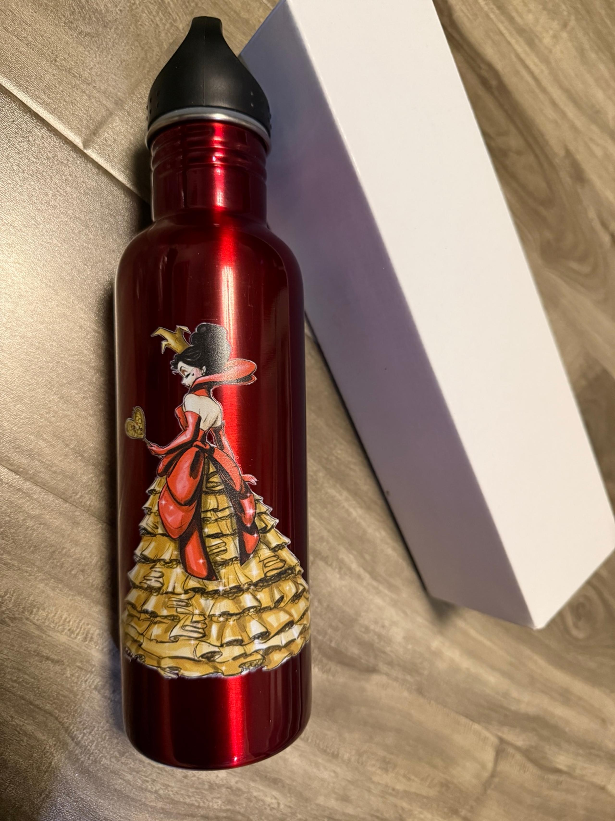 NEW Disney Queen of Hearts Red Water Bottle Princess Alice in Wonderland