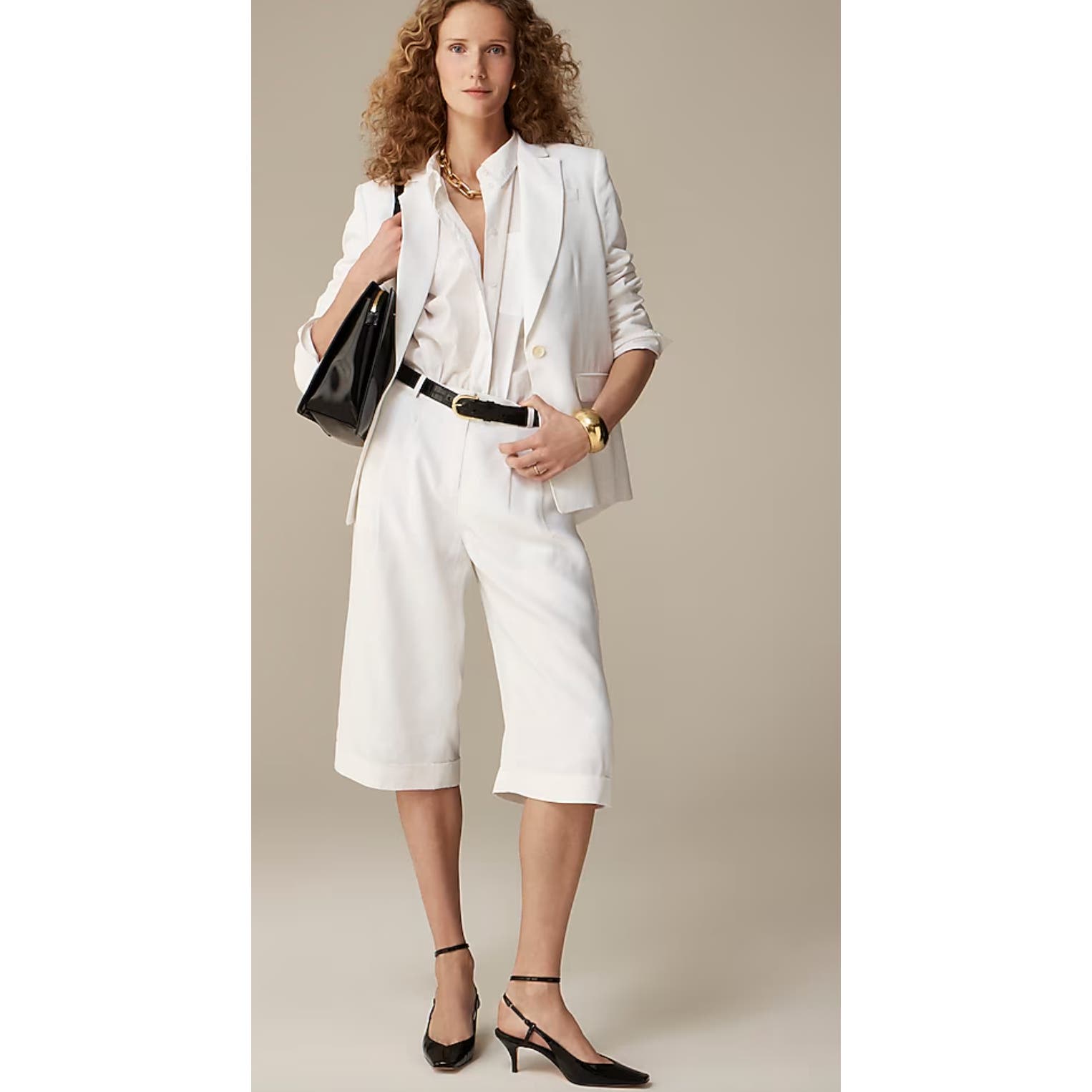 NWT J. Crew Pedal Pusher Trouser Drapey Short 8 Cream White