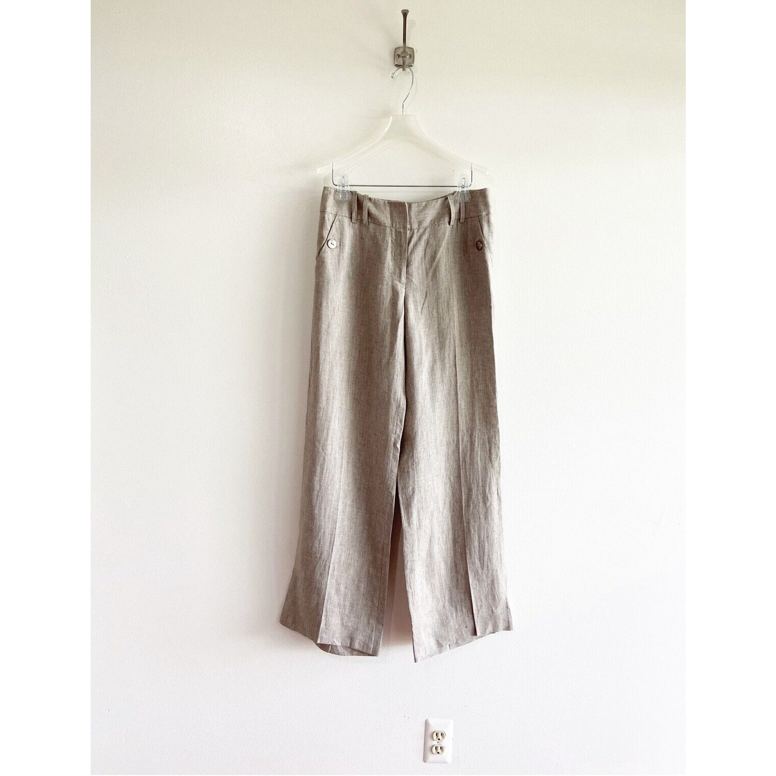 Etcetera Brown Tan Linen Wide Leg Pants Size 6