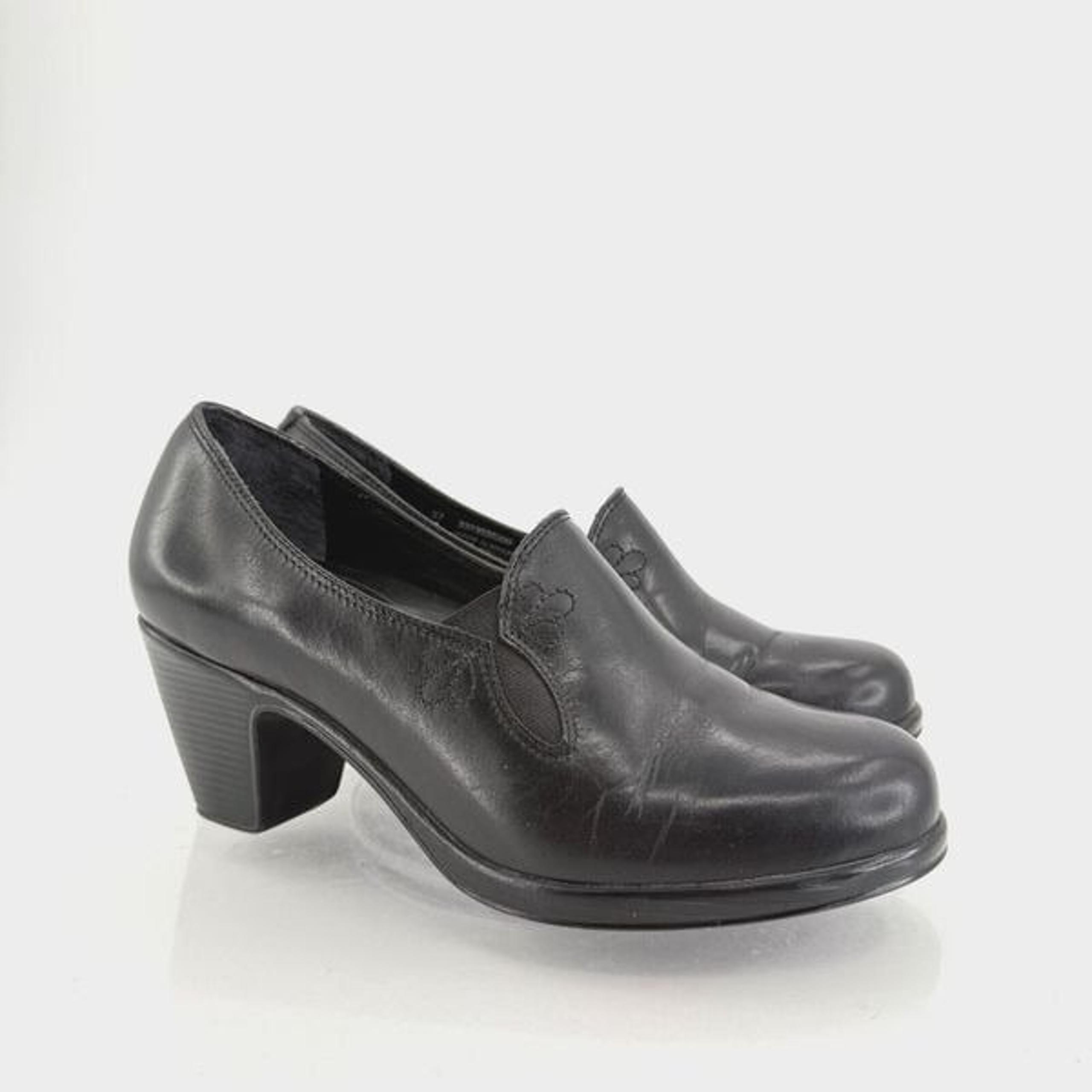 Dansko Shoes Womens 37 6.5 Beth Slip On Pumps Black Leather Heels Casual