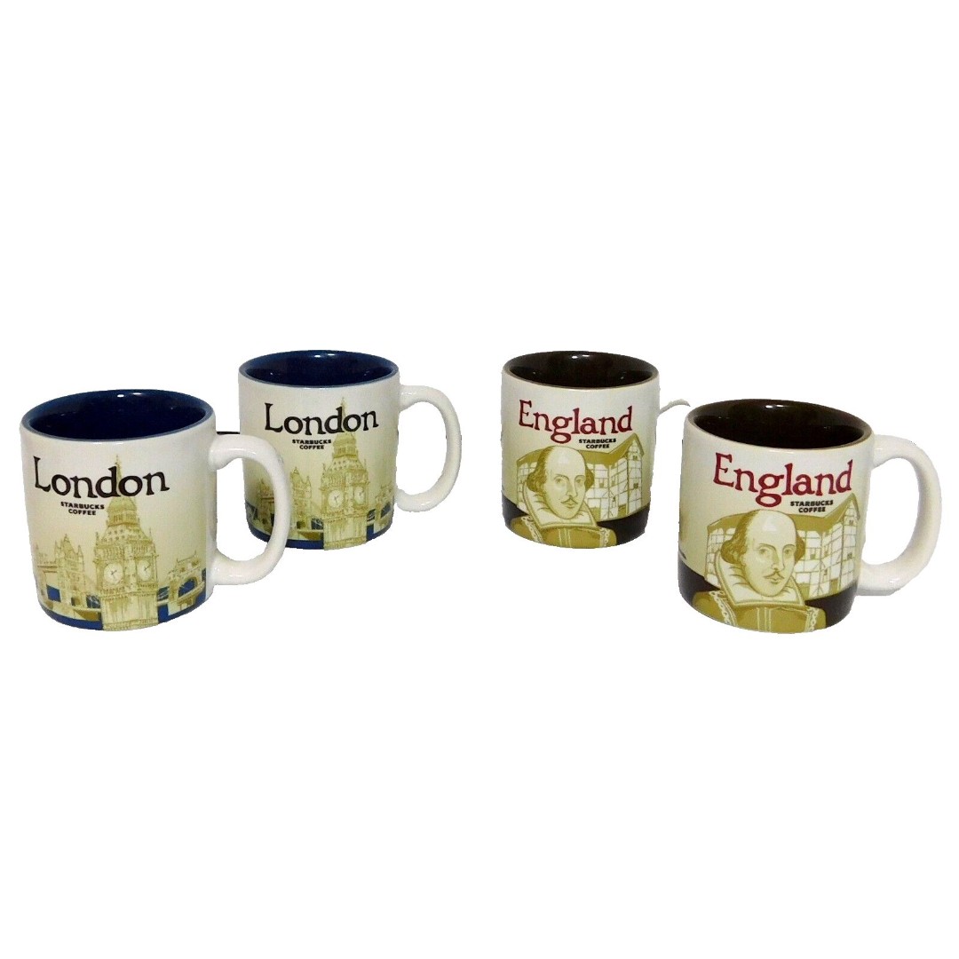 Starbucks London England Icon Series Demitasse Mugs Set of 4 Espresso 3 oz MINI