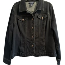 Charter Club Tailored Button Denim Jacket Dark Blue Womens XL Six Pockets