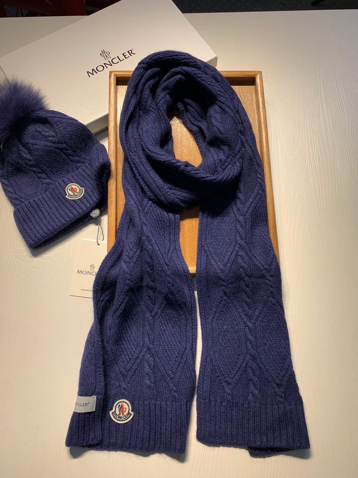 Blue scarf suit