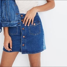 Madewell Spliced Two Tone Denim Skirt 2