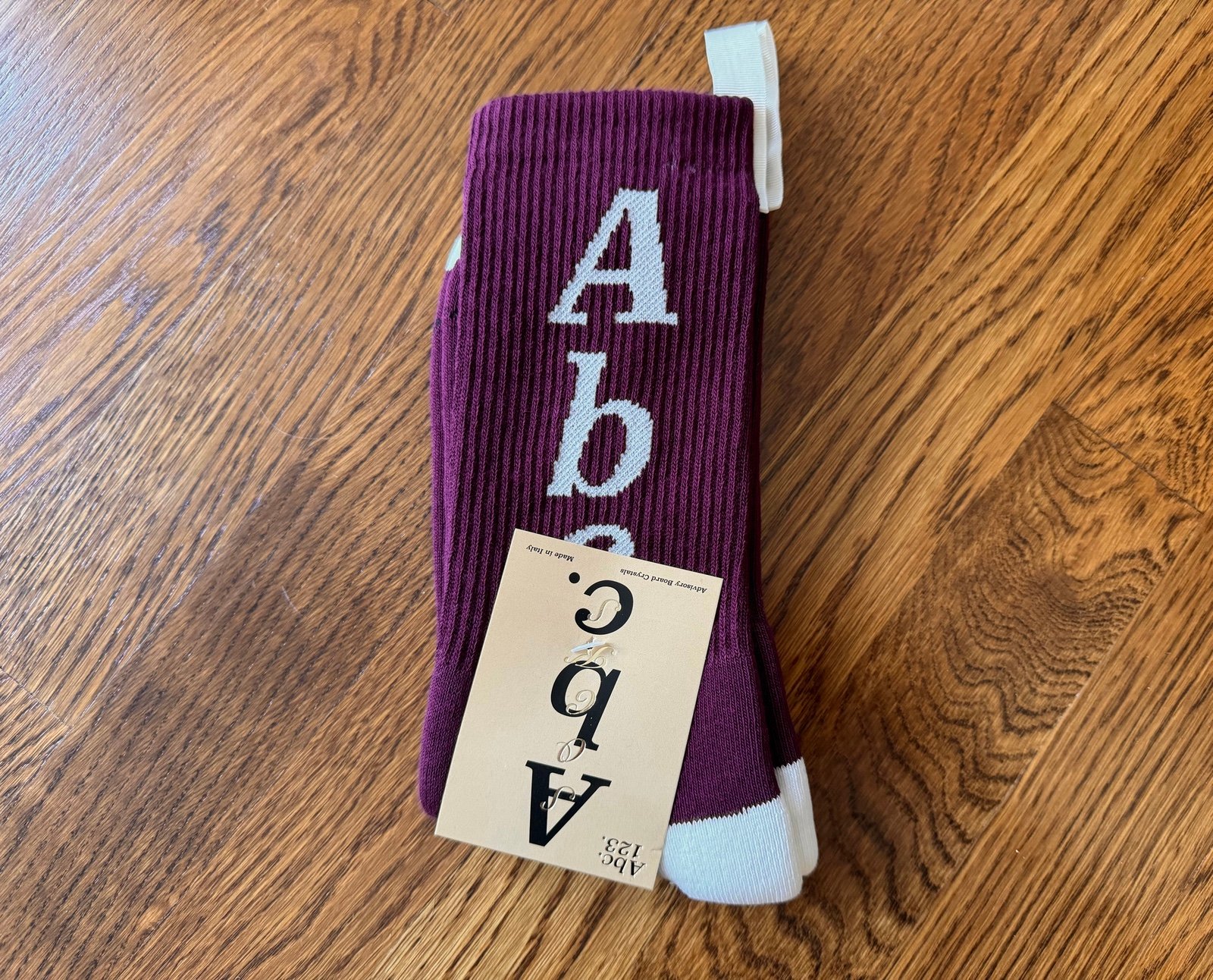 Advisory Board Crystals ITALY MADE ABC Socks Burgundy Purple ABC. 123 Maroon Red
