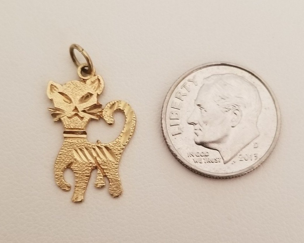 14K Gold Cat Pendant