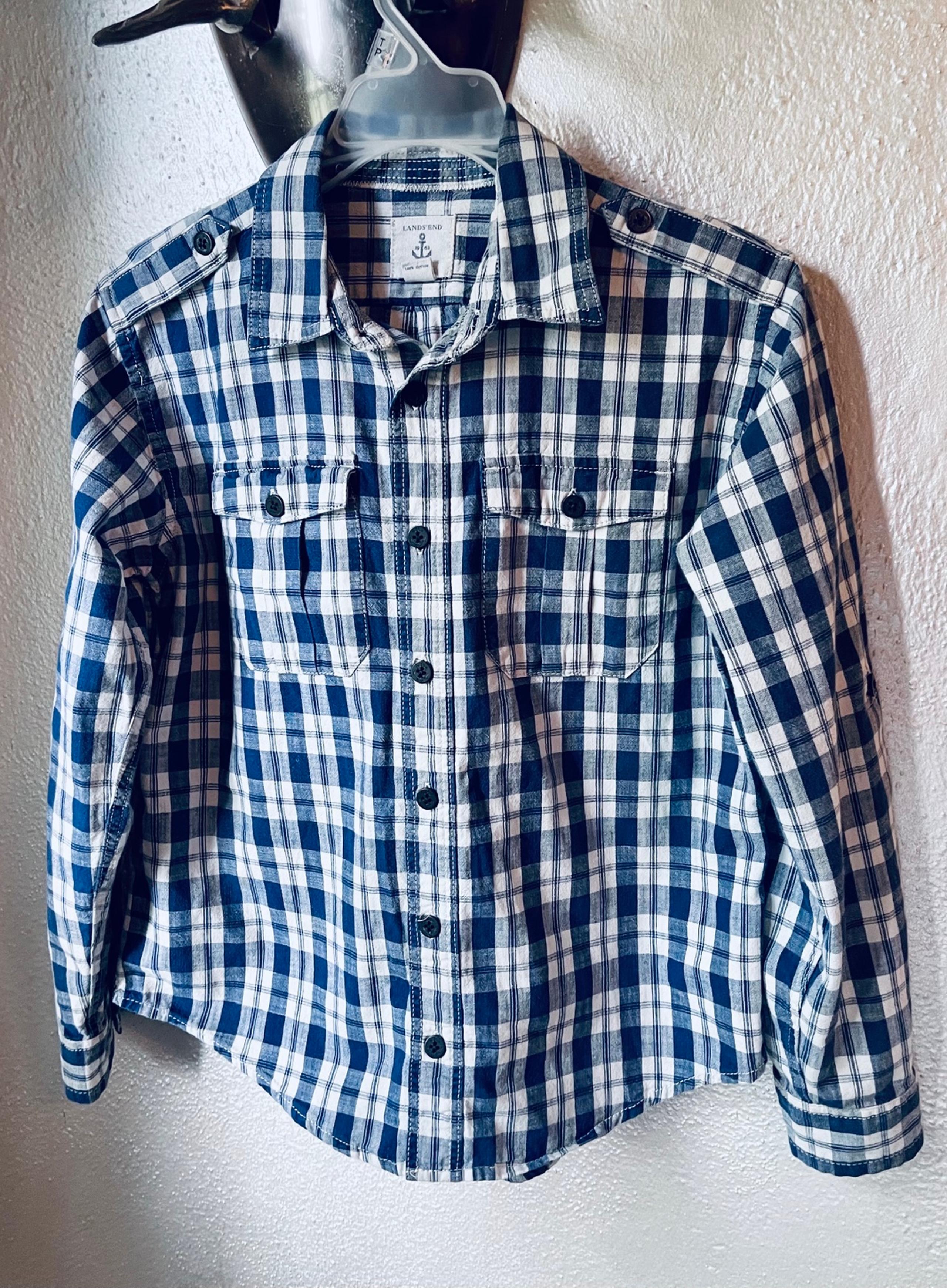 Lands end boys plaid shirt