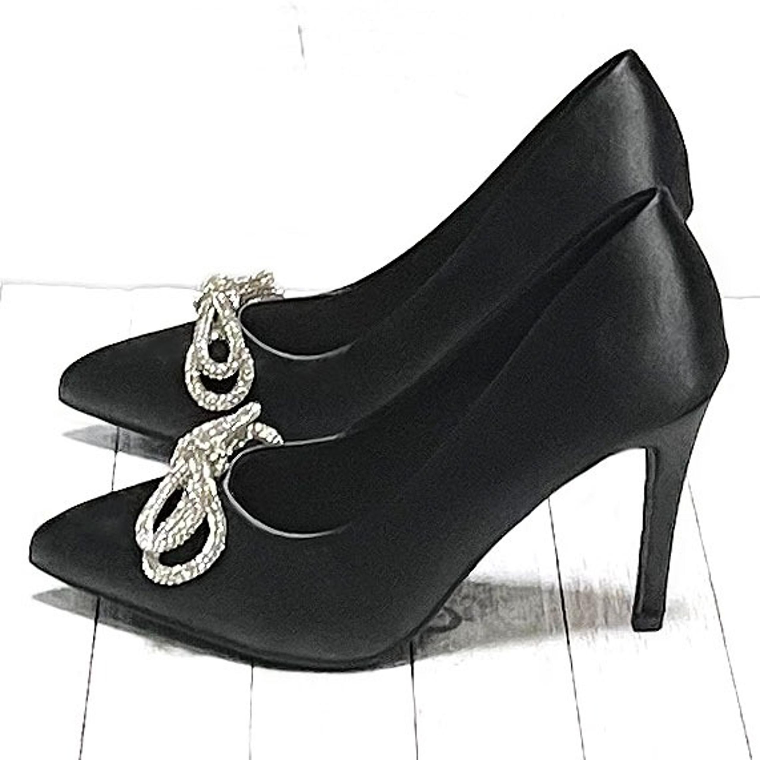 New Black Rhinestone Bow Pointed Toe Stiletto Heels Pumps Size 8