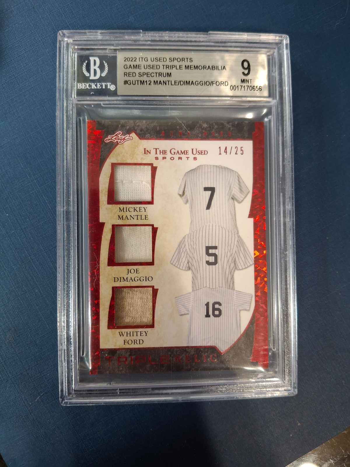 2022 Leaf Gsme-used Relic Mickey Mantle Joe DiMaggio BGS 9 MINT #/25 Yankees