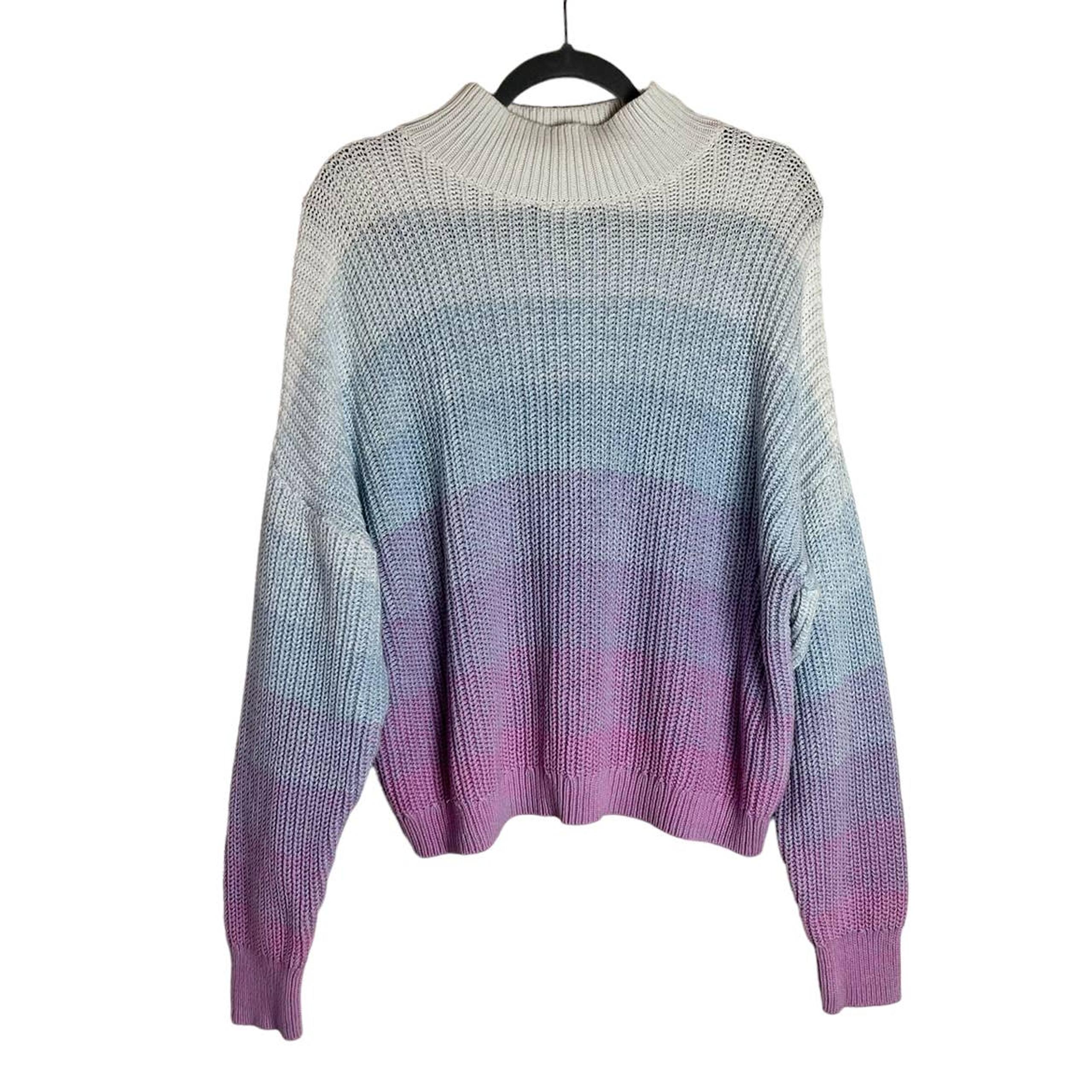 Lauren Conrad Size XL Pink Ombre Chunky Knit Mock Dolman Sweater
