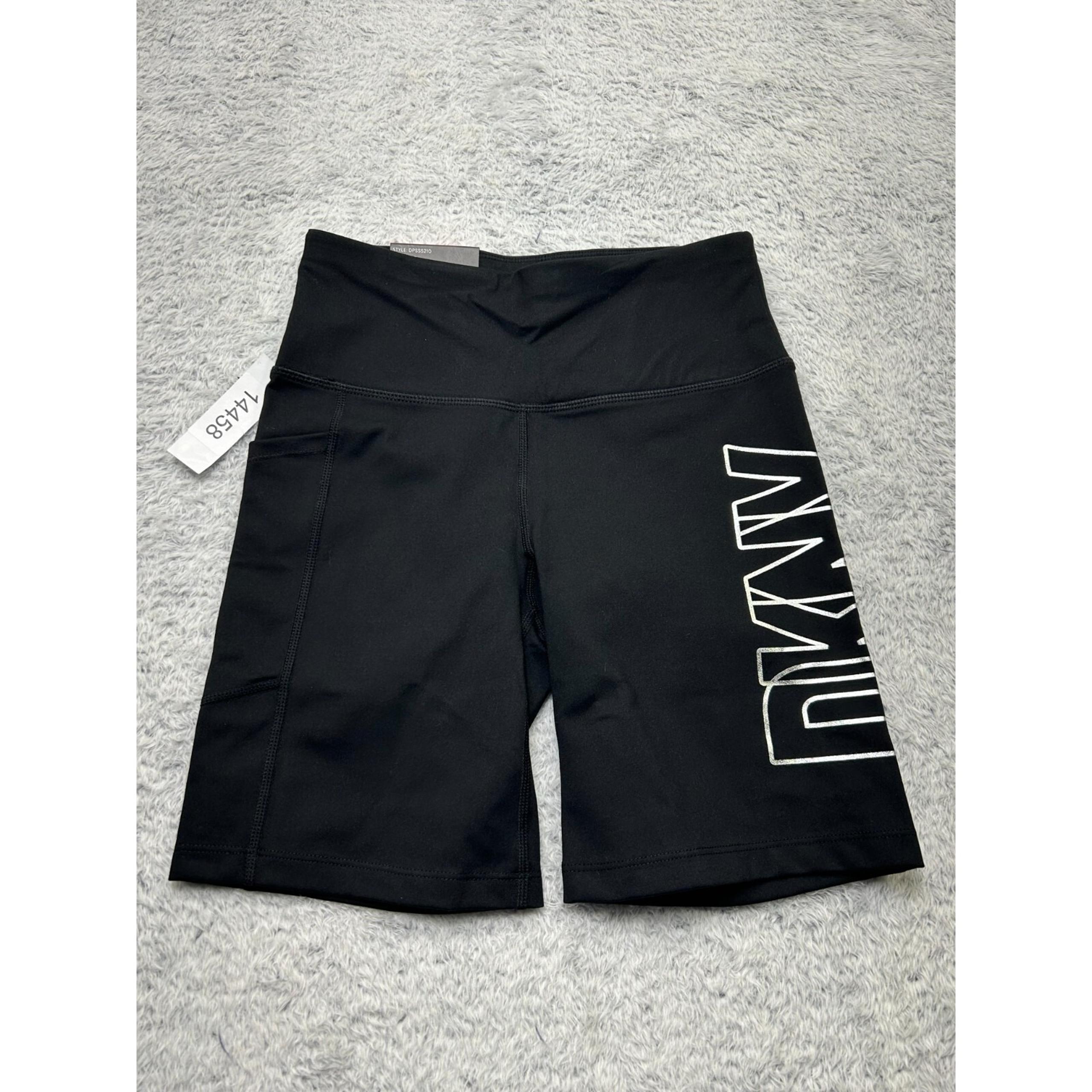 DKNY Bike Shorts Womens XS Black High Waist Workout Seamless 7" Inseam Pull On