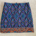 Farm Rio Anthropologie blue Quilted tapestry mini straight pencil skirt size S