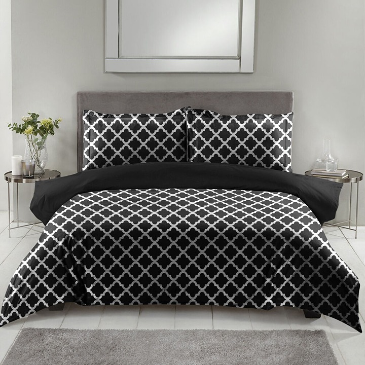 Luxury 3 Piece Bedding Set Reversible Duvet Quilt Cover Microfiber Queen & King