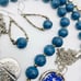 Southwest Boho Style Silver and Blue Necklace, Stone Necklace Set, Beads, Trees