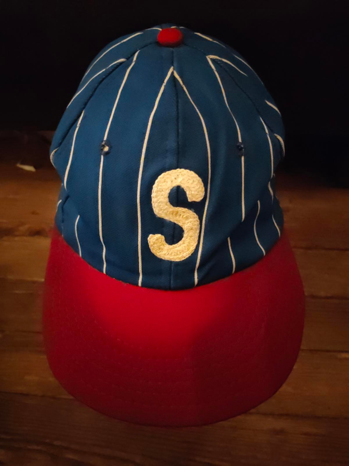 Vintage 60s/70s union made baseball cap - pinstripes S logo