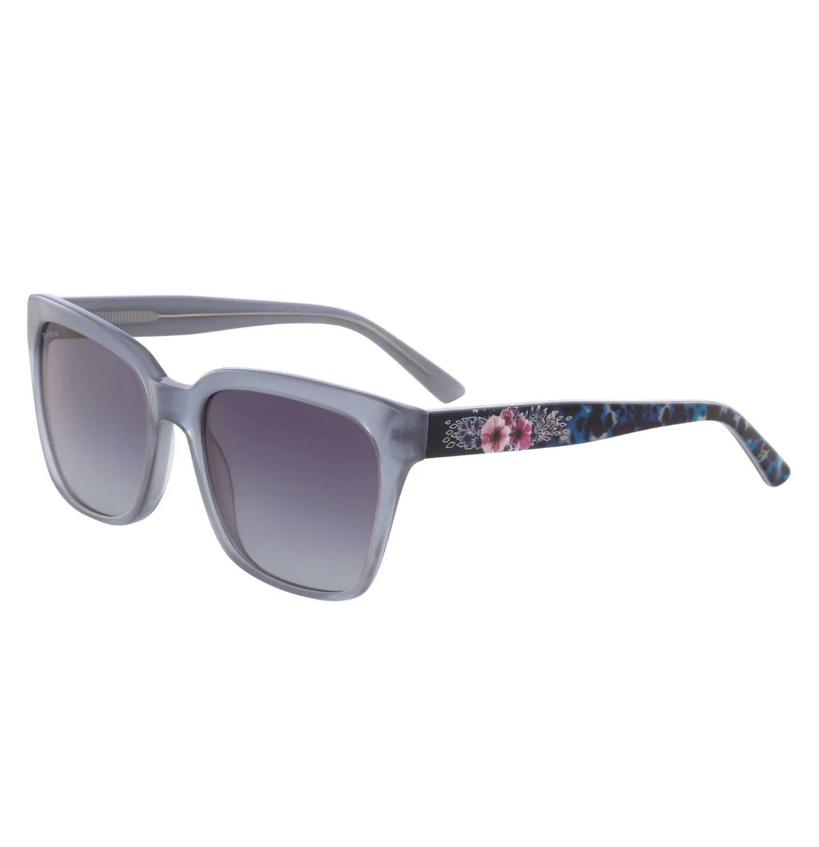 NEW BEBE BB7204 020 Smoke Sunglasses with Flowered Temples & BEBE Case