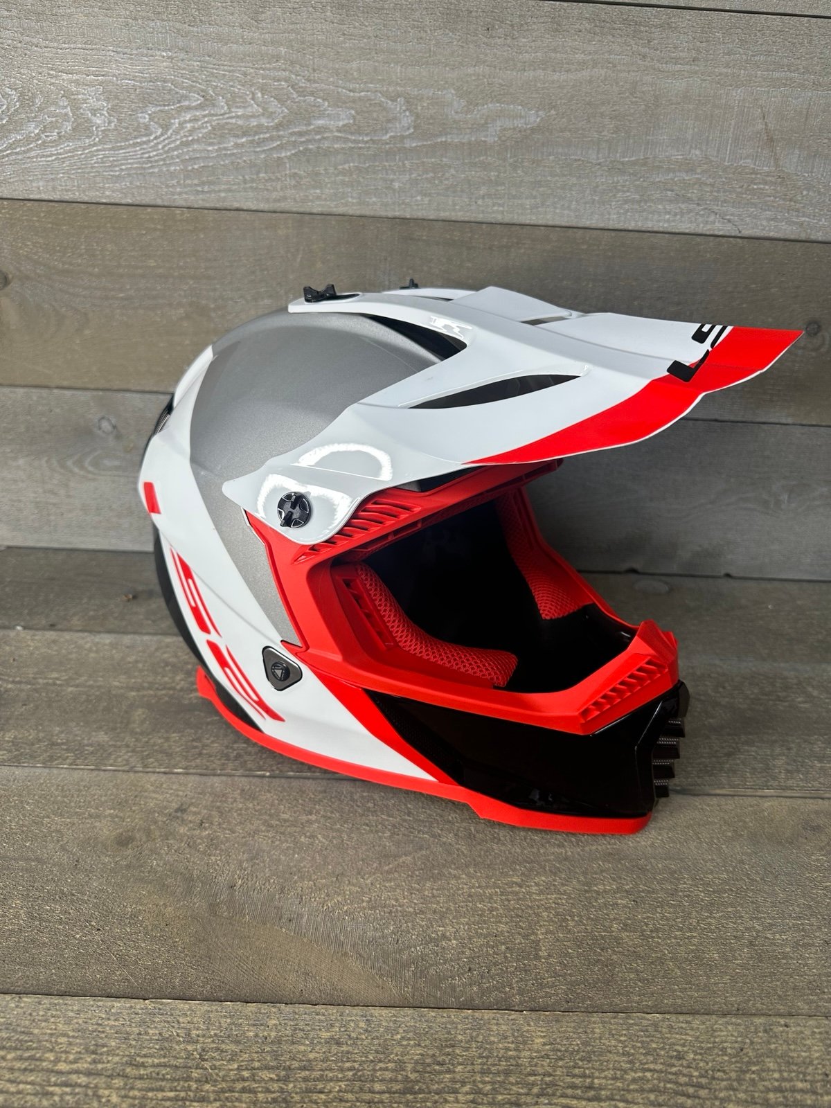 Polaris LS2 Gate Youth Launch Full Face MX Motorcycle Helmet White Red
