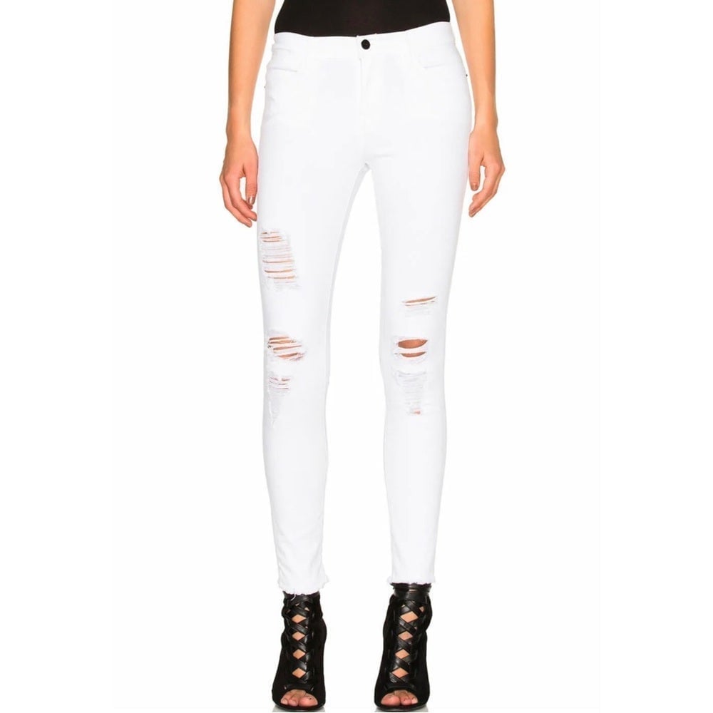 NEW FRAME DENIM Designer Le Skinny White Jefferson Ripped Skinny Jeans shops Size 26