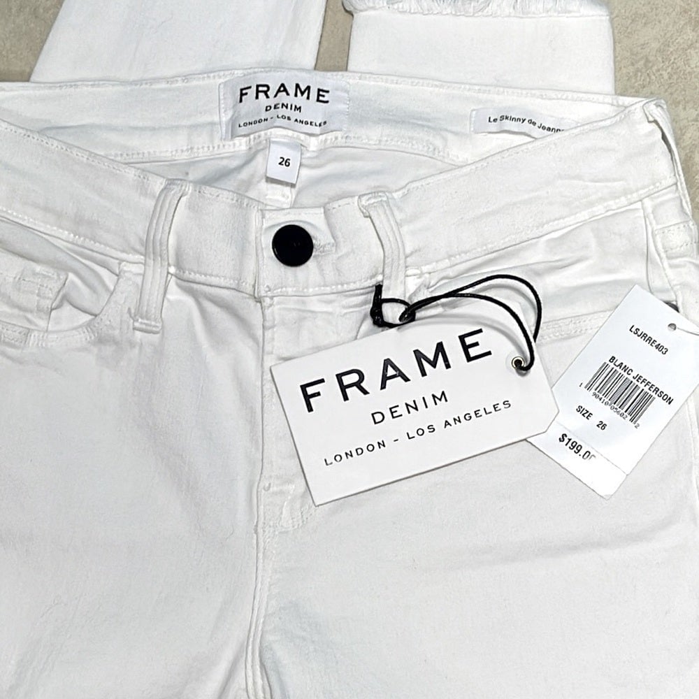 NEW FRAME DENIM Designer Le Skinny White Jefferson Ripped Skinny Jeans shops Size 26