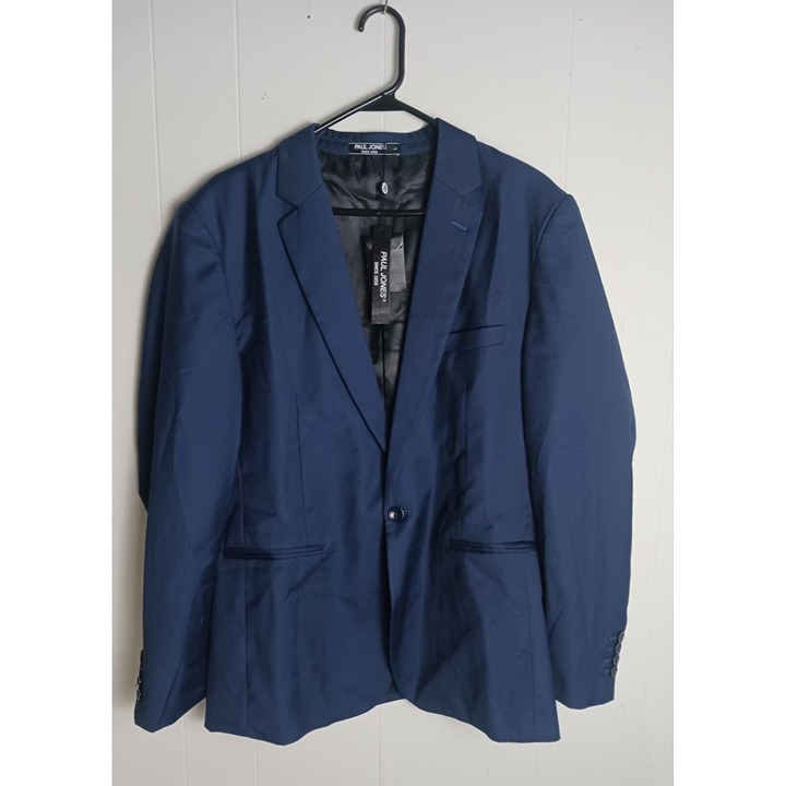 PAUL JONES Men's Slim Fit One Button Blazer Suit Jacket, Blue, Large