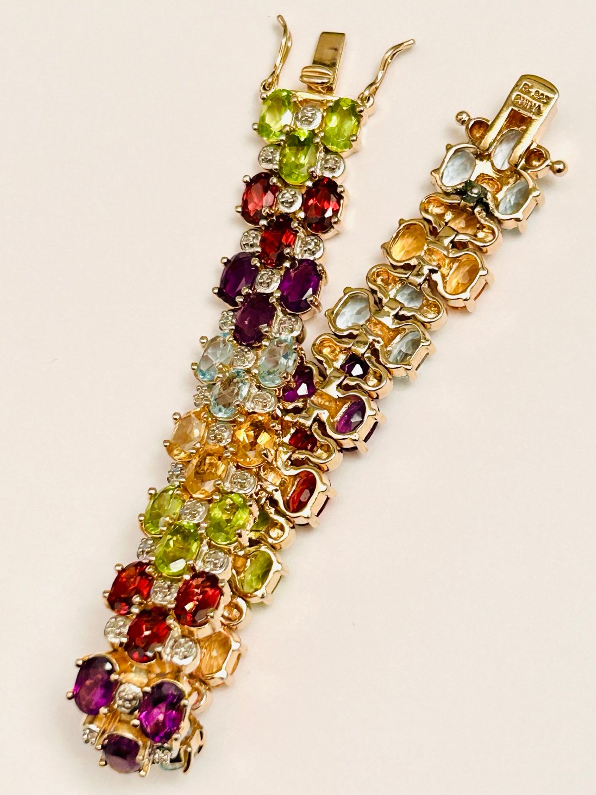 925 Sterling Silver Multistone bracelet 6.5”