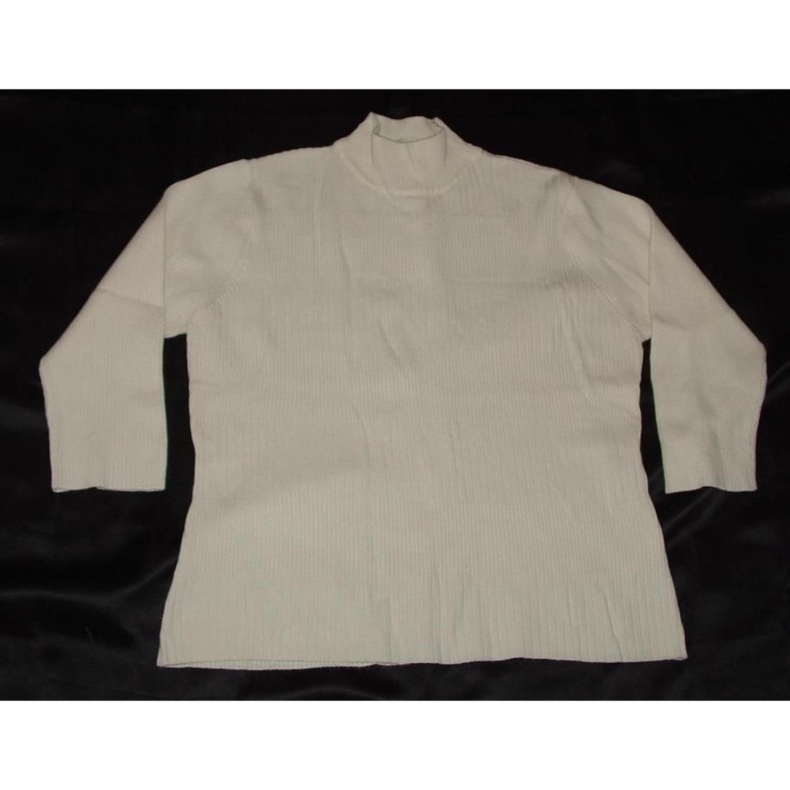 LIKE NEW Ivory White Sz Large 12/14 Stretchy Mock Neck Sweater WHITE STAG